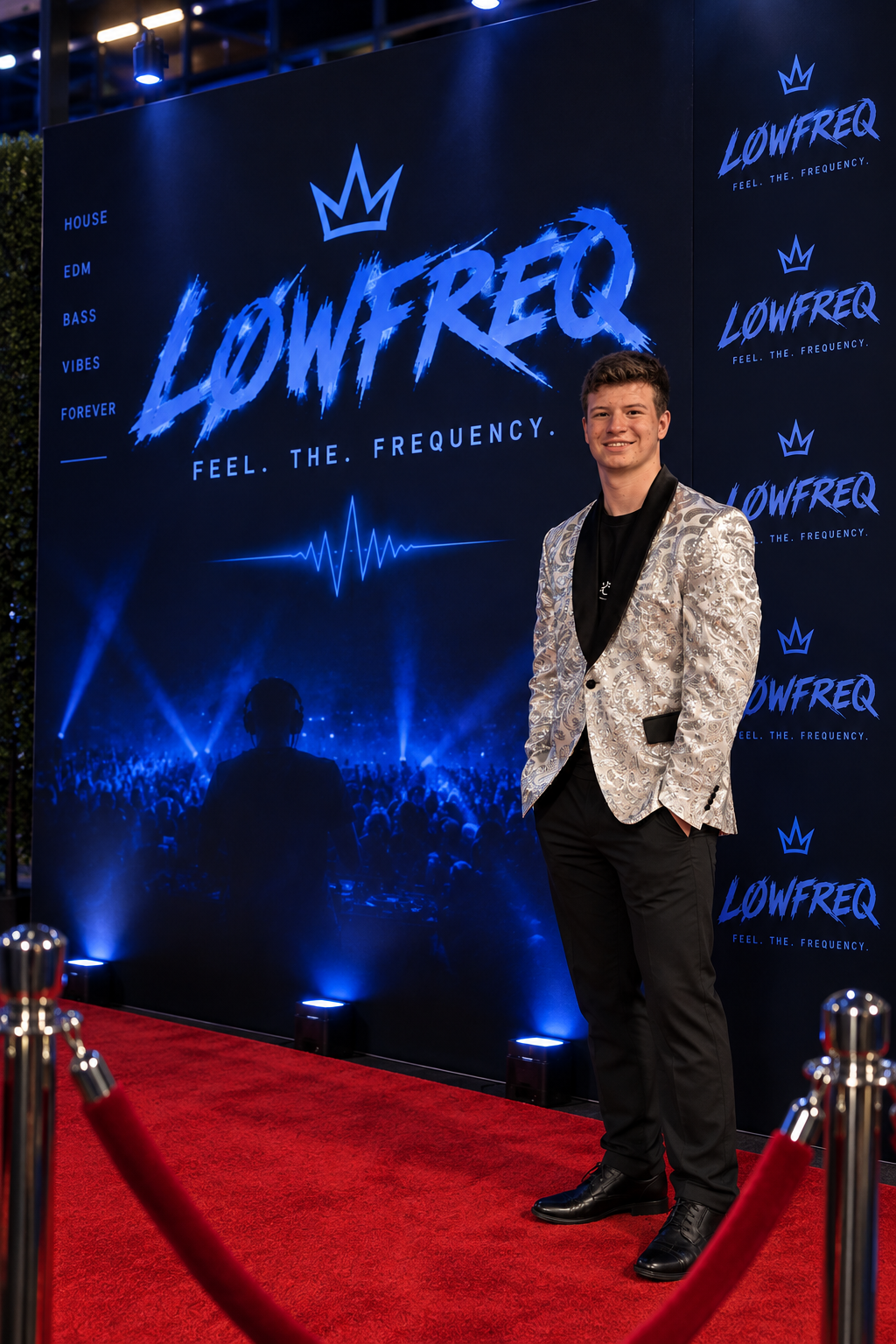 DJ LøwFreq backdrop red carpet